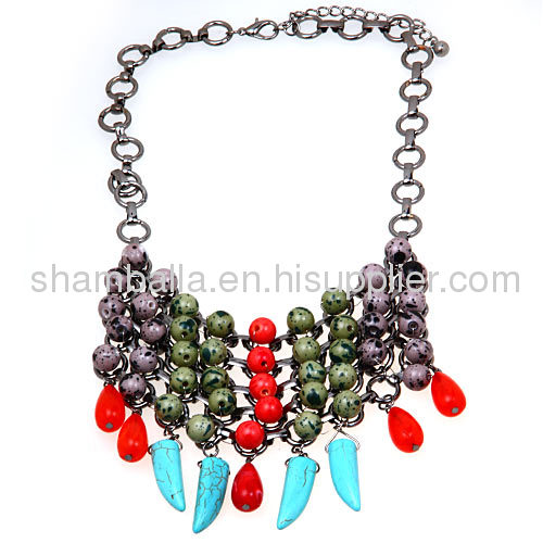 Cheap Colorful Acrylic Beaded Necklace Bib Statement Necklaces 2013 for women