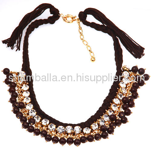 Fashion Ladies Costume Jewelry Crystal Beaded String Necklace Wholesale