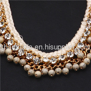 Cheap Fashion Ladies Crystal Beaded String Necklace Wholesale