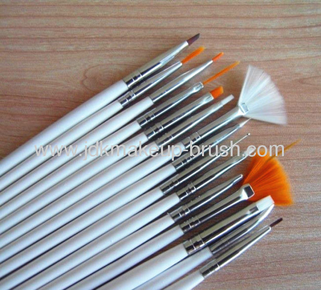 High quality 15pcs Nail brush set with white handle