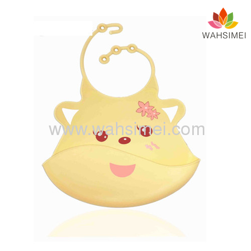 Anti-Bacterial food grade silicone baby bib with pocket