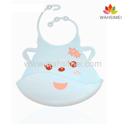 Anti-Bacterial food grade silicone baby bib with pocket