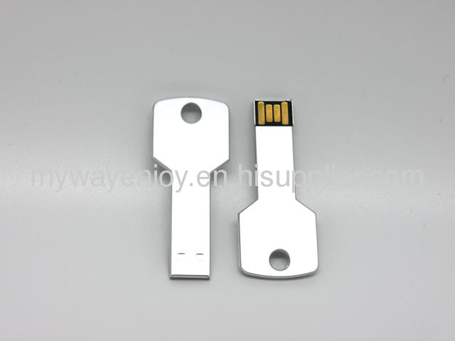 16GB Silver metal key shape usb memory stick with free logo