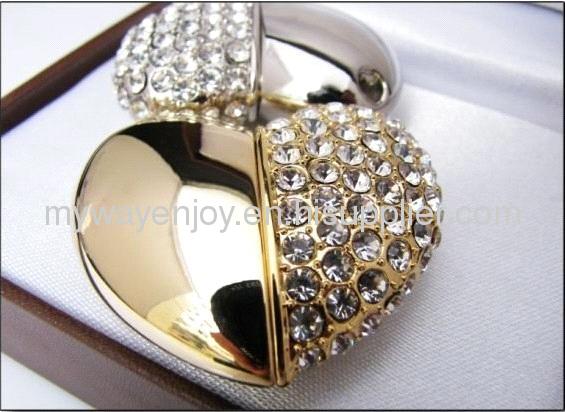 Beauty diamond heart shape usb memory stick for wedding gifts