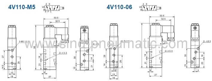 DC24V 5/2 way M51/8Solenoid valve DIN43650C 4V110-06