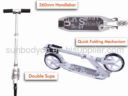 100% aluminum body good quality adult kick scooter with front and rear suspensions EN14619 