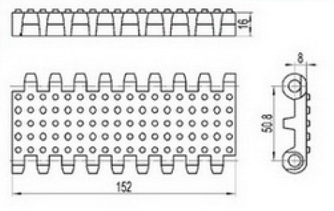 Nub Top Straight running modular conveyor belt (RW-NT800)