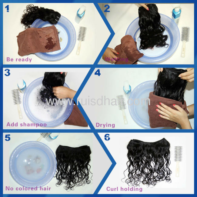 wavy hand tied or made human hair weft/weaving