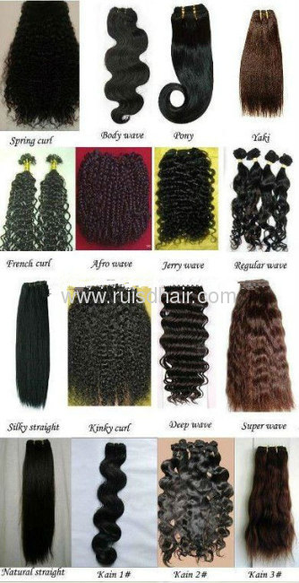 wavy hand tied or made human hair weft/weaving