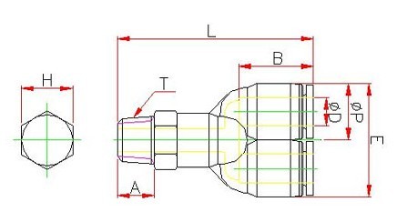  PX Series Pneumaticplastic body brass thread fitting