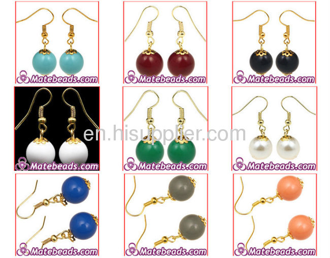 Chinese Wholesale Fushia Fake Pearl Bead Dangle Earring Cheap