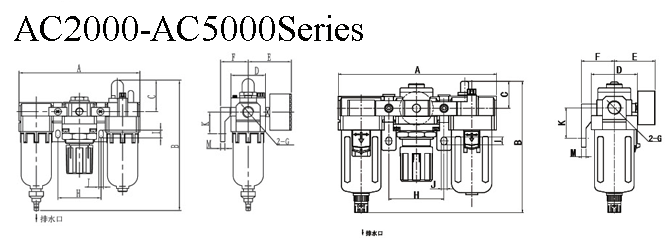 air compressor accessory pneumatic component smc shako airtac AC3000-03