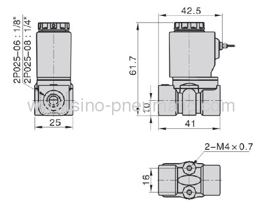 Fluid control 2/2 way plastic solenoid valve 2P025-6 2P025-08
