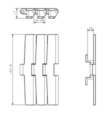 Plastic sideflexing table top conveyor chains(RW880STAB)