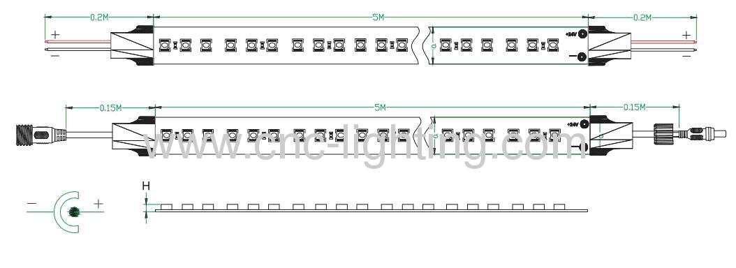 IP65 Waterproof 36W SMD5050 150 LED Light Strip