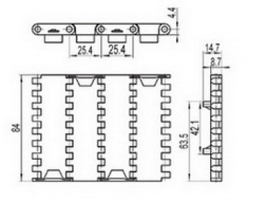 Closed top molded width conveyor belt with Positrack (RW-FTDP1000MTW)