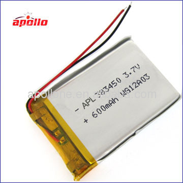 good lithium polymer battery 3.7v 600mAh rechargeable battery