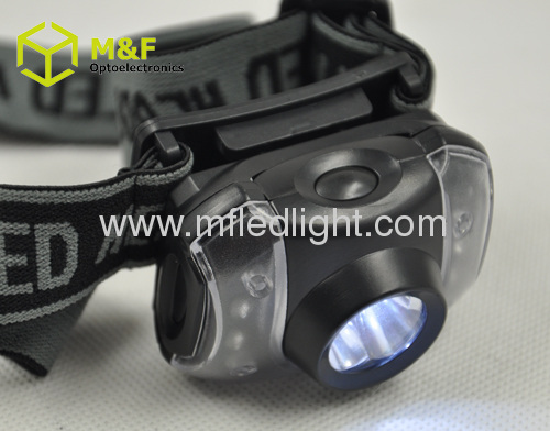 Plastic 3LED+4red led high power led headlamp