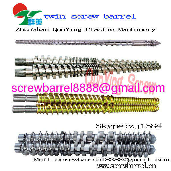 Parallel conical twin screw barrel