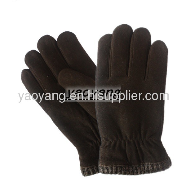 warm style and high quality gentlemen black suede gloves
