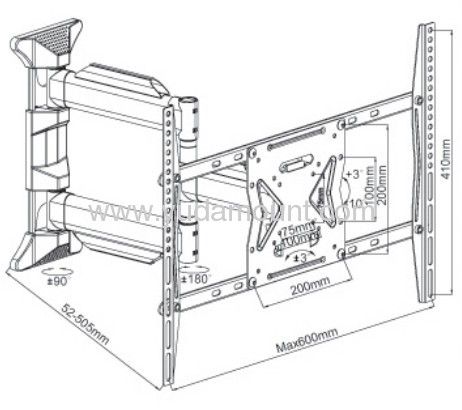 90 degrees swivel tv wall mount 