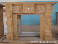 Yellow Marble simple fireplace mantel