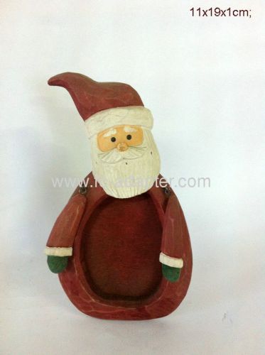 Santa Carved Mini Wooden Picture Frame