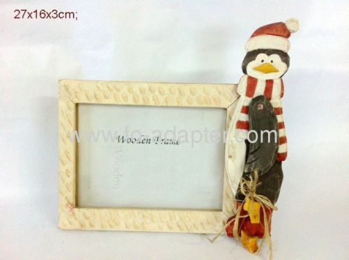 Lovely Penguin Carved Wooden Photo Frame