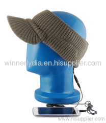 Spring wide brim cotton hat with headphone