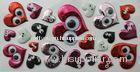 Moving Lovely Hearts Pink / Red / Black Decorative 3D Puffy Stickers Googly Eyes Stickers with EN71