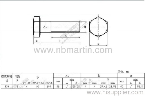 Hot dip galvanizing bolt M40