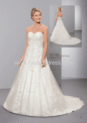 Strapless Sweetheart Satin Appliqued Wedding Dress