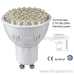 ce rohs plastic body gu0 led spotlight 2.7w 220lm