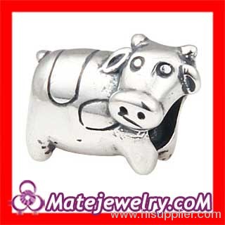 european Silver Cow Charm Beads