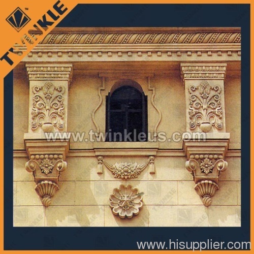 handcarved decorative stone window surround