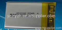 High Quality Polymer Li Battery 3.7v 620mAh