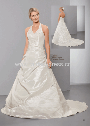 halter bridal gowns with chapel trains