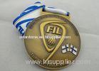 FIL U-19 Copper / Zinc Alloy / Pewter World Championship Ribbon Medals with Die Casting