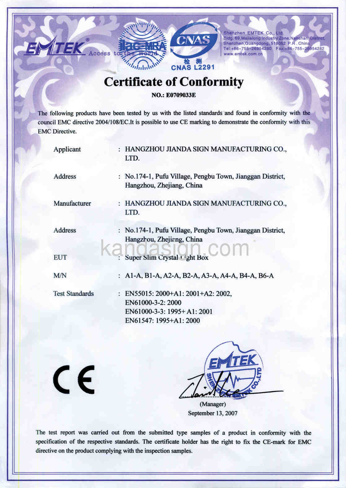 CE certificate