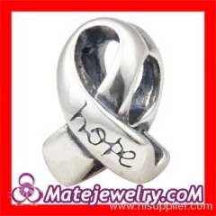 Wholesale Sterling Silver european Cancer Awareness Ribbon Charms Bead