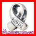 Silver european Cancer Ribbon Beads