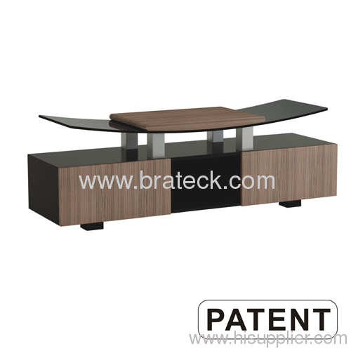 Wood & Tempered Glass TV Stand