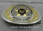 3D Zinc Alloy / Pewter Far Side Run Belt Soft Enamel Buckle with Two Tones, Gold, Nickel Plating