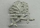 3D Leaves Shape Zinc Alloy Souvenir Badges, Memorial Badge with Cross Sword with Misty Nickel Platin