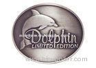 Customized Antique Silver Plating Curved Dolphin Badge, Pewter Souvenir Badges for Mug