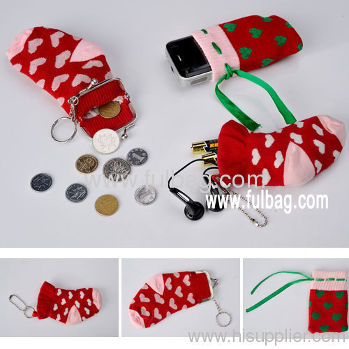 Sock shaped cell phone pouch | coin bag | Media pouch -Fulbags Promotion CO., Ltd