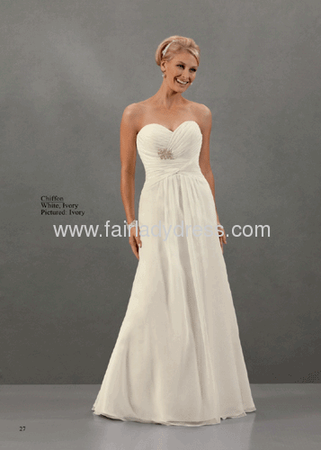 Sheath Strapless Sweetheart Brush Train Pleated Ruched Chiffon Ivory Wedding Dress