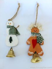 handmade wood carved snowman ornament