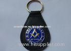 Aluminum, Stainless Steel, Soft PVC, Brass Freemasons Leather Keychain with Die Stamping