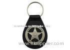 Metal US Marshal Leather Key Chain, Personalized Leather Keychains with Misty Nickel Plating